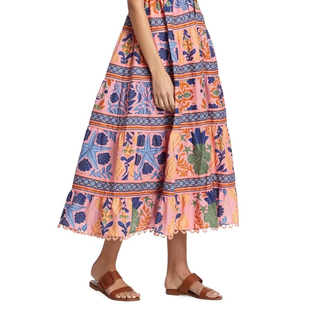 FARM Rio Seashell Tapestry Tiered Midi Dress - Picture 3 of 5